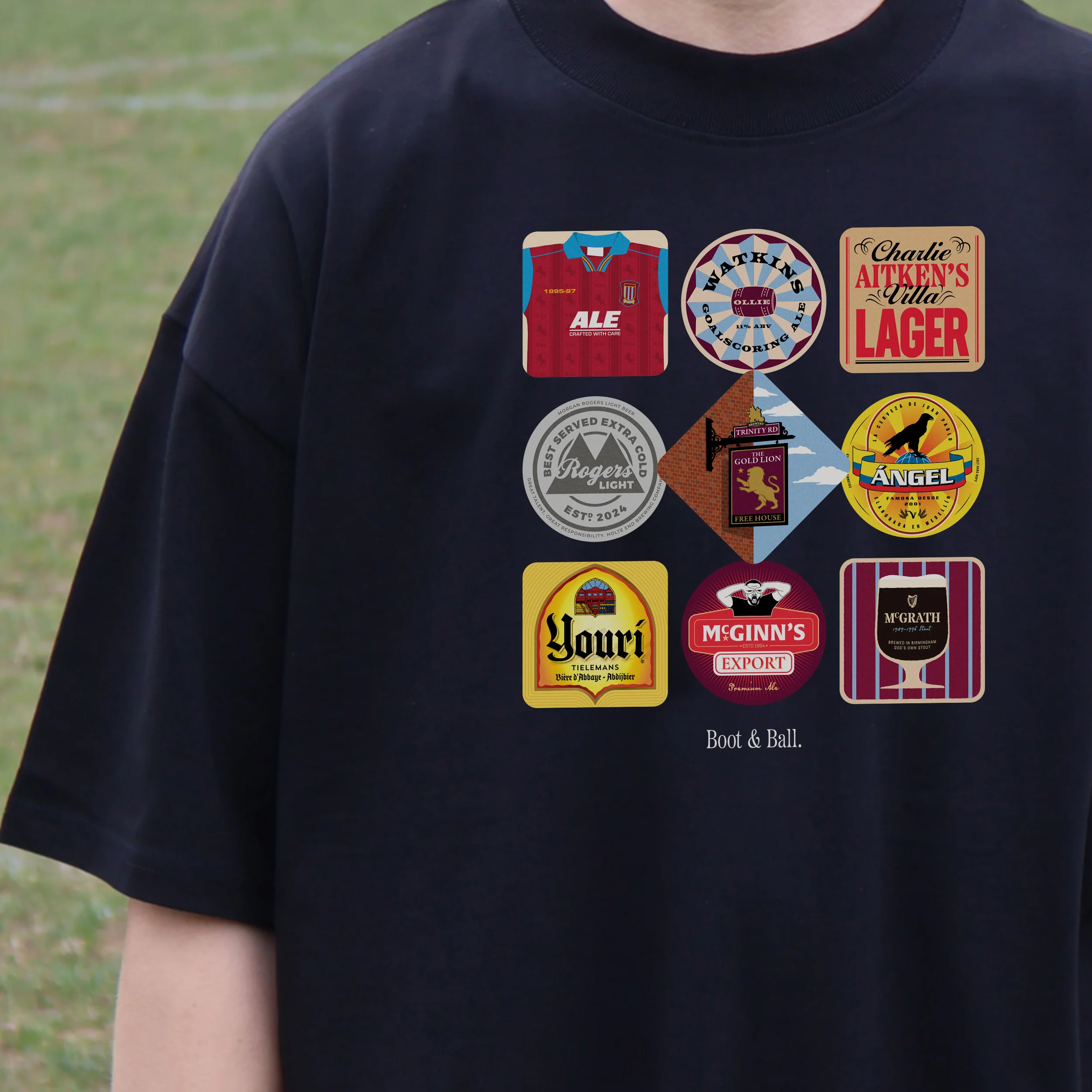 Aston Villa Beer Mats Oversized T-Shirt - Image 9