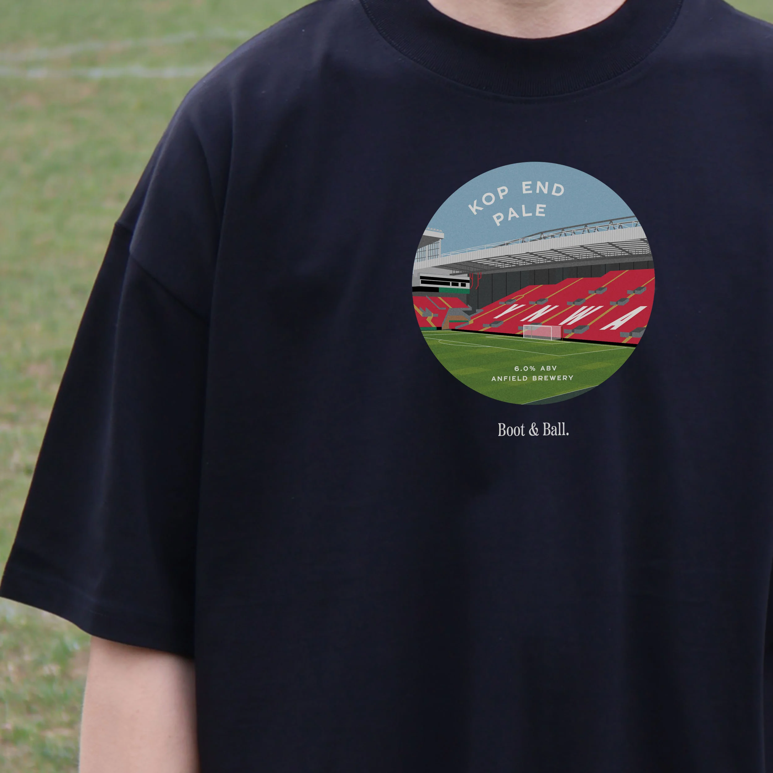 Kop End Pale Liverpool Beer Mat Oversized T-Shirt - Image 10